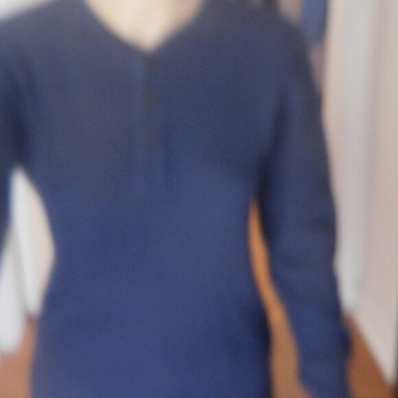 Men’s Waffle-Knit Henley Sweater – Navy Blue, Size Small - Picture 3 of 7